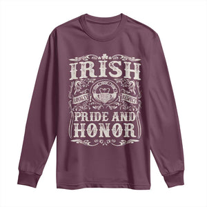 Irish Pride And Honor Long Sleeve Shirt Vintage Claddagh Ring Celtic Knot TS11 Maroon Print Your Wear