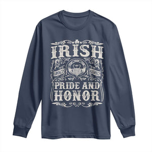 Irish Pride And Honor Long Sleeve Shirt Vintage Claddagh Ring Celtic Knot TS11 Navy Print Your Wear