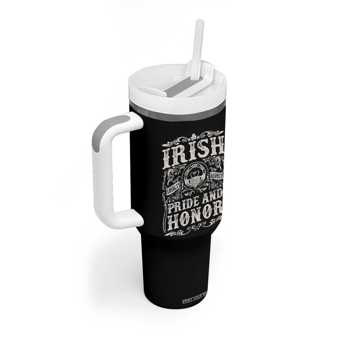 Irish Pride And Honor Tumbler With Handle Vintage Claddagh Ring Celtic Knot TS11 Print Your Wear