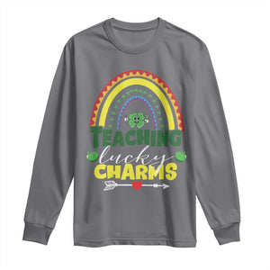 Funny St Patrick's Day Teacher Long Sleeve Shirt Teaching Lucky Charms TS11 Charcoal Print Your Wear