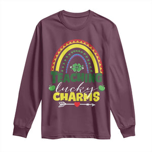 Funny St Patrick's Day Teacher Long Sleeve Shirt Teaching Lucky Charms TS11 Maroon Print Your Wear