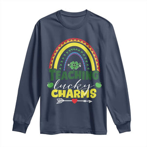 Funny St Patrick's Day Teacher Long Sleeve Shirt Teaching Lucky Charms TS11 Navy Print Your Wear