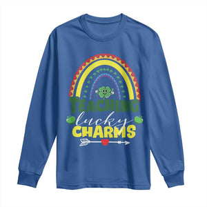 Funny St Patrick's Day Teacher Long Sleeve Shirt Teaching Lucky Charms TS11 Royal Blue Print Your Wear