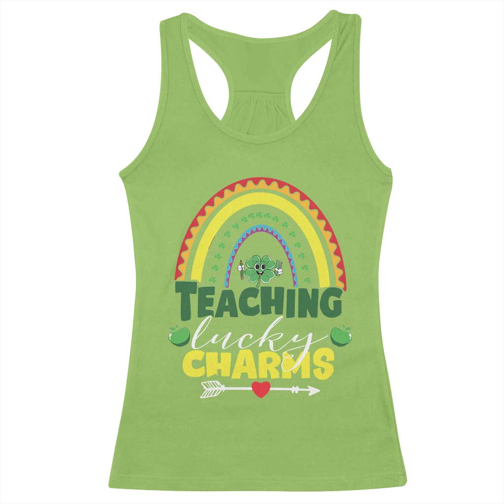 Funny St Patrick's Day Teacher Racerback Tank Top Teaching Lucky Charms TS11 Lime Print Your Wear