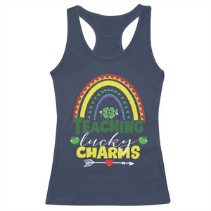 Funny St Patrick's Day Teacher Racerback Tank Top Teaching Lucky Charms TS11 Navy Print Your Wear