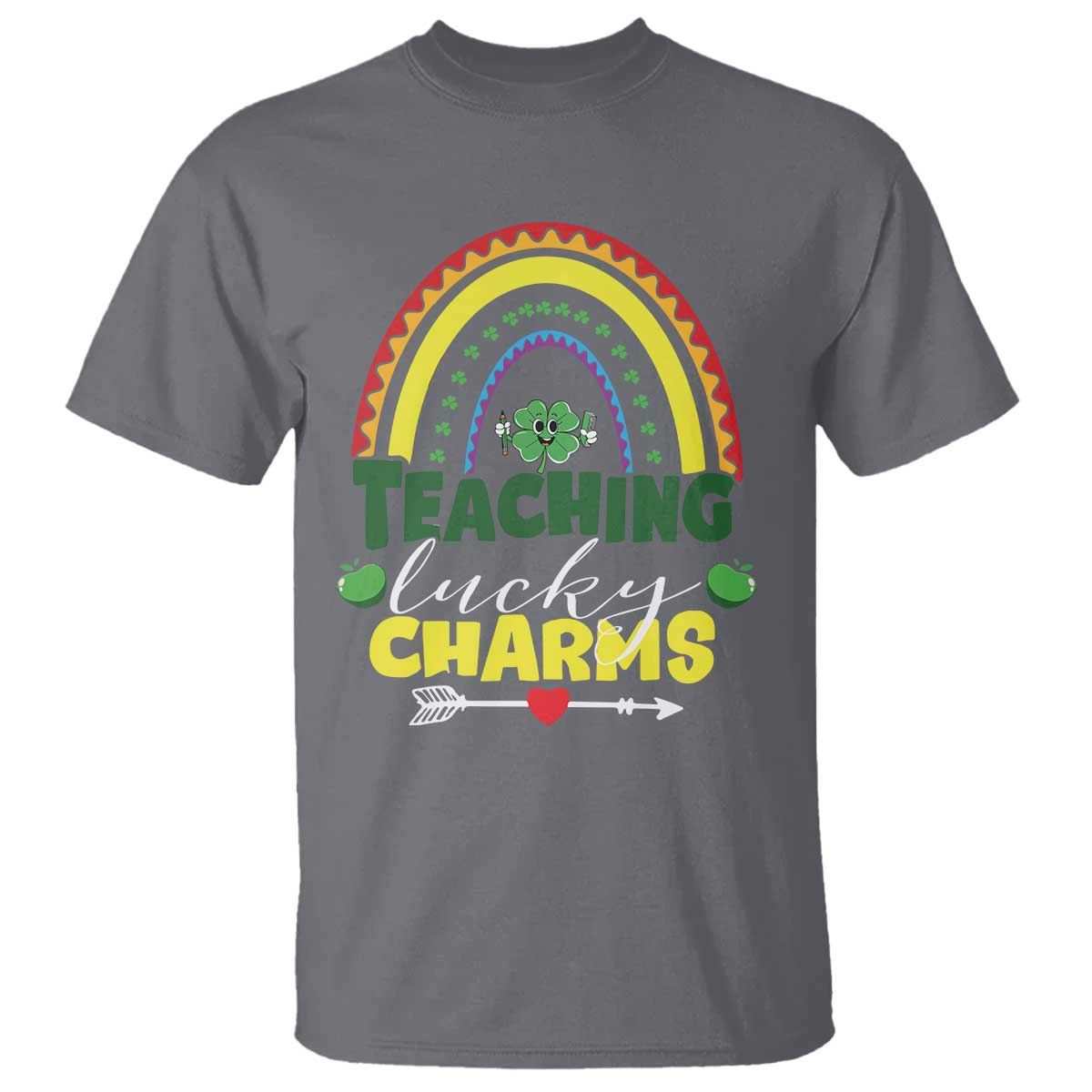 Funny St Patrick's Day Teacher T Shirt Teaching Lucky Charms TS11 Charcoal Print Your Wear