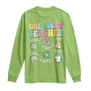 Funny St Patrick's Day Irish Teacher Long Sleeve Shirt One Lucky Teacher Lucky Era Shamrock TS11 Lime Print Your Wear