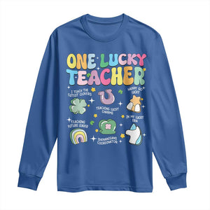 Funny St Patrick's Day Irish Teacher Long Sleeve Shirt One Lucky Teacher Lucky Era Shamrock TS11 Royal Blue Print Your Wear