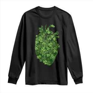 Funny St Patrick's Day Shamrock Heart Cardiac Nurse Anatomy Long Sleeve Shirt TS11 Black Print Your Wear