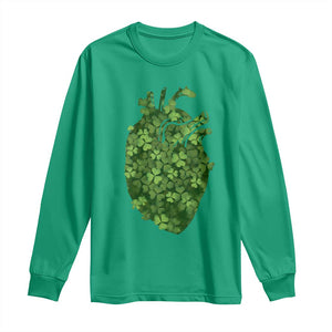 Funny St Patrick's Day Shamrock Heart Cardiac Nurse Anatomy Long Sleeve Shirt TS11 Irish Green Print Your Wear