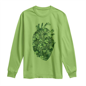 Funny St Patrick's Day Shamrock Heart Cardiac Nurse Anatomy Long Sleeve Shirt TS11 Lime Print Your Wear