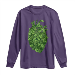 Funny St Patrick's Day Shamrock Heart Cardiac Nurse Anatomy Long Sleeve Shirt TS11 Purple Print Your Wear