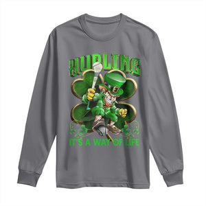 Funny Hurling It's A Way Of Life Long Sleeve Shirt Leprechaun Shamrock Irish Sport TS11 Charcoal Print Your Wear