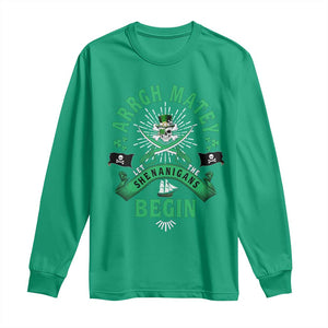 Funny St Patrick's Day Pirate Long Sleeve Shirt Arrgh Matey Let The Shenanigans Begin Shamrock TS11 Irish Green Print Your Wear