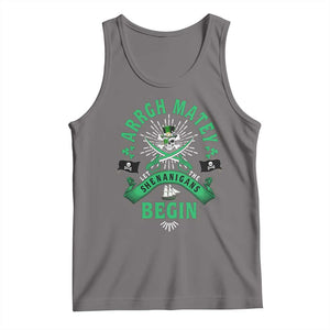 Funny St Patrick's Day Pirate Tank Top Arrgh Matey Let The Shenanigans Begin Shamrock TS11 Deep Heather Print Your Wear