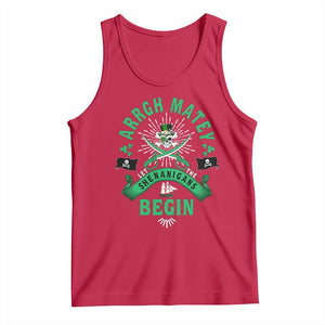 Funny St Patrick's Day Pirate Tank Top Arrgh Matey Let The Shenanigans Begin Shamrock TS11 Red Print Your Wear
