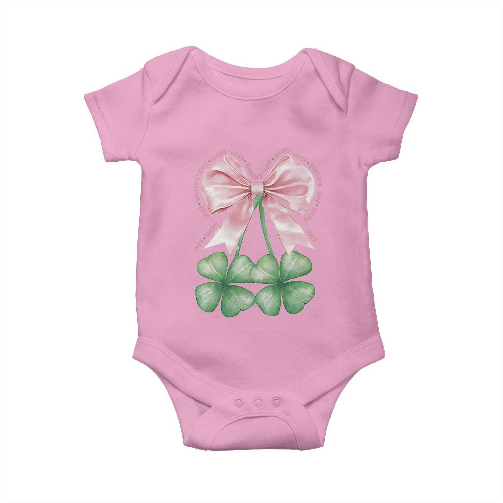 Not Lucky Just Blessed Baby Onesie Blessed Christian Shamrocks St Patricks Day Coquette TS11 Light Pink Print Your Wear
