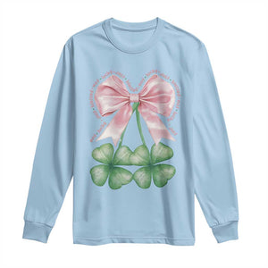 Not Lucky Just Blessed Long Sleeve Shirt Blessed Christian Shamrocks St Patricks Day Coquette TS11 Light Blue Print Your Wear