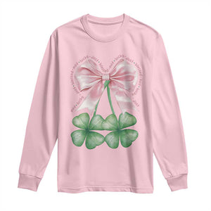 Not Lucky Just Blessed Long Sleeve Shirt Blessed Christian Shamrocks St Patricks Day Coquette TS11 Light Pink Print Your Wear