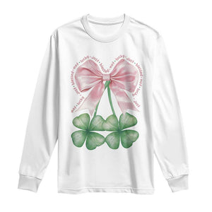 Not Lucky Just Blessed Long Sleeve Shirt Blessed Christian Shamrocks St Patricks Day Coquette TS11 White Print Your Wear