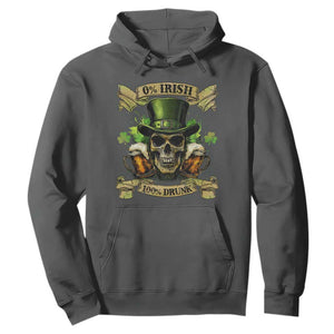 Funny St Patrick's Day Irish Beer Drinking Hoodie 0% Irish 100% Drunk Skull TS11 Dark Heather Print Your Wear