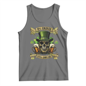 Funny St Patrick's Day Irish Beer Drinking Tank Top 0% Irish 100% Drunk Skull TS11 Black Heather Print Your Wear