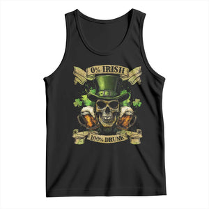 Funny St Patrick's Day Irish Beer Drinking Tank Top 0% Irish 100% Drunk Skull TS11 Black Print Your Wear