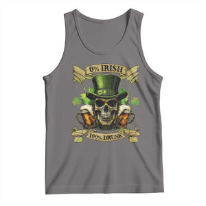 Funny St Patrick's Day Irish Beer Drinking Tank Top 0% Irish 100% Drunk Skull TS11 Deep Heather Print Your Wear
