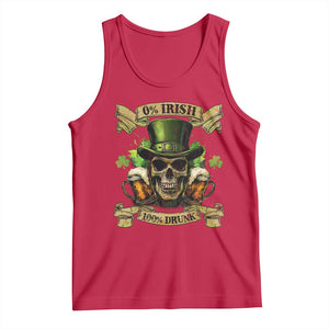 Funny St Patrick's Day Irish Beer Drinking Tank Top 0% Irish 100% Drunk Skull TS11 Red Print Your Wear