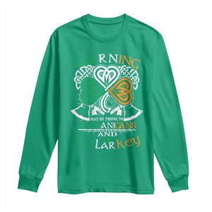 Funny Warning May Be Prone To Shenanigans And Malarkey Long Sleeve Shirt St Patrick's Day Celtic Shamrock TS11 Irish Green Print Your Wear