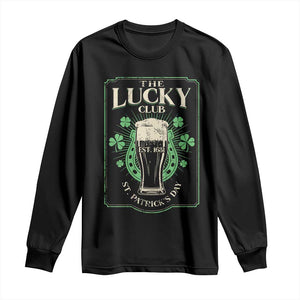 Funny St Patrick's Day Irish Beer Drinking Long Sleeve Shirt The Lucky Beer Club Horseshoe TS11 Black Print Your Wear