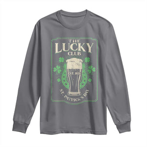 Funny St Patrick's Day Irish Beer Drinking Long Sleeve Shirt The Lucky Beer Club Horseshoe TS11 Charcoal Print Your Wear