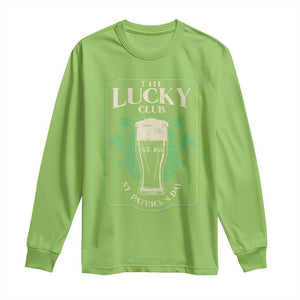 Funny St Patrick's Day Irish Beer Drinking Long Sleeve Shirt The Lucky Beer Club Horseshoe TS11 Lime Print Your Wear