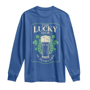 Funny St Patrick's Day Irish Beer Drinking Long Sleeve Shirt The Lucky Beer Club Horseshoe TS11 Royal Blue Print Your Wear