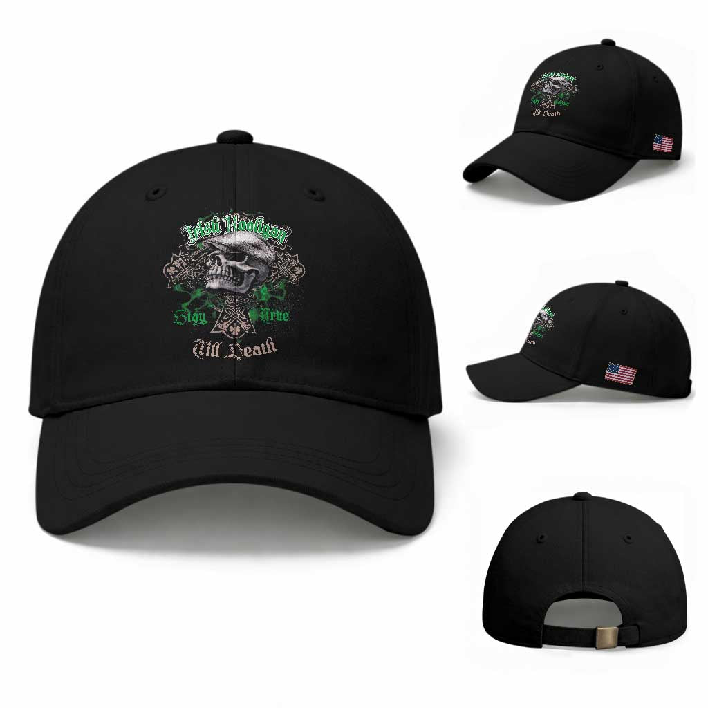 Funny Irish Pride Baseball Cap Irish Hooligan Stay True Till Death Flat Cap Skull TS11 Baseball Cap Universal Fit Black Print Your Wear