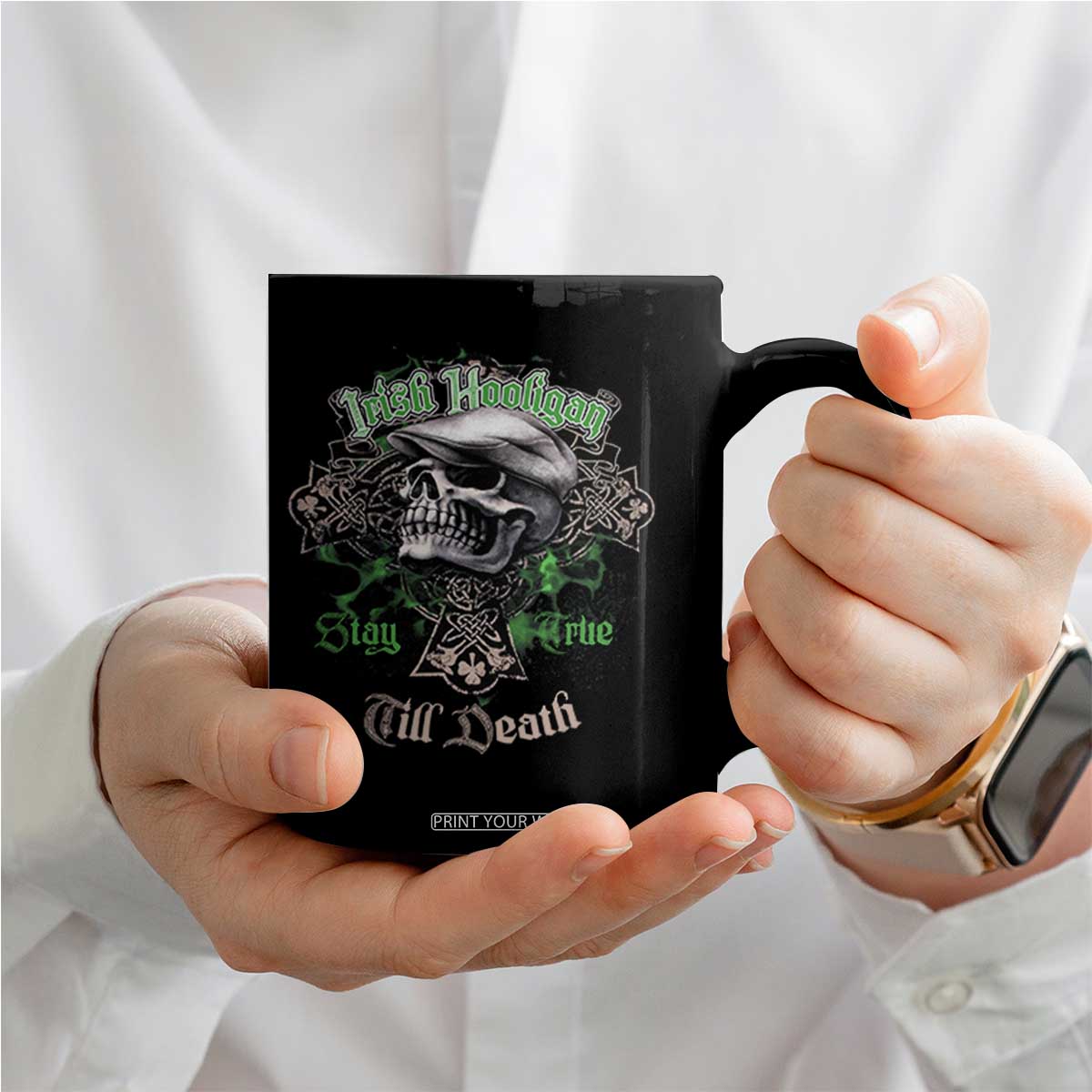 Funny Irish Pride Coffee Mug Irish Hooligan Stay True Till Death Flat Cap Skull TS11 Print Your Wear