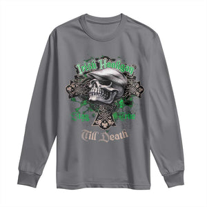 Funny Irish Pride Long Sleeve Shirt Irish Hooligan Stay True Till Death Flat Cap Skull TS11 Charcoal Print Your Wear