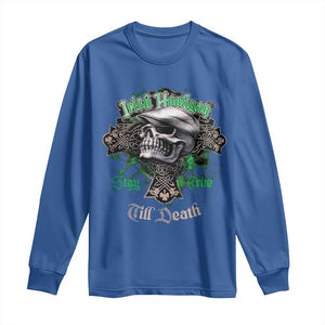 Funny Irish Pride Long Sleeve Shirt Irish Hooligan Stay True Till Death Flat Cap Skull TS11 Royal Blue Print Your Wear