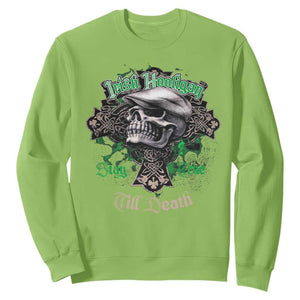 Funny Irish Pride Sweatshirt Irish Hooligan Stay True Till Death Flat Cap Skull TS11 Lime Print Your Wear
