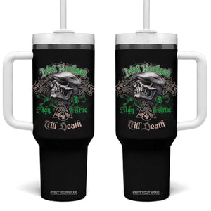 Funny Irish Pride Tumbler With Handle Irish Hooligan Stay True Till Death Flat Cap Skull TS11 One Size: 40 oz Black Print Your Wear