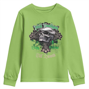 Funny Irish Pride Youth Sweatshirt Irish Hooligan Stay True Till Death Flat Cap Skull TS11 Lime Print Your Wear