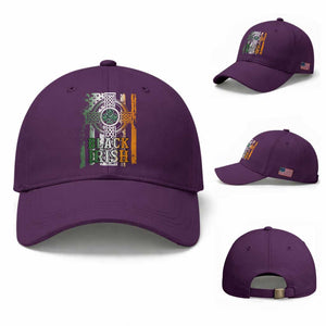 St Patrick's Day Black Irish Baseball Cap Vintage American Flag Celtic Cross TS11 Baseball Cap Universal Fit Purple Print Your Wear