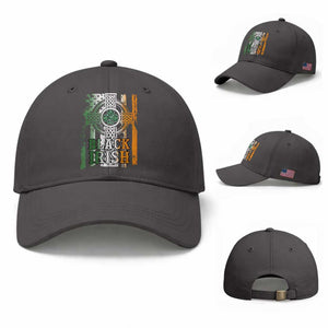 St Patrick's Day Black Irish Baseball Cap Vintage American Flag Celtic Cross TS11 Baseball Cap Universal Fit Dark Gray Print Your Wear