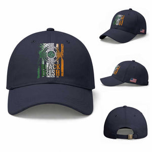 St Patrick's Day Black Irish Baseball Cap Vintage American Flag Celtic Cross TS11 Baseball Cap Universal Fit Navy Print Your Wear