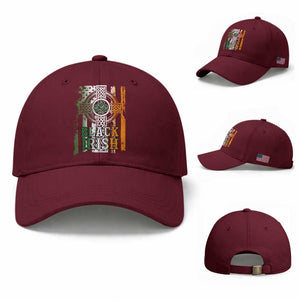 St Patrick's Day Black Irish Baseball Cap Vintage American Flag Celtic Cross TS11 Baseball Cap Universal Fit Maroon Print Your Wear