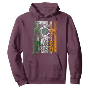 St Patrick's Day Black Irish Hoodie Vintage American Flag Celtic Cross TS11 Maroon Print Your Wear