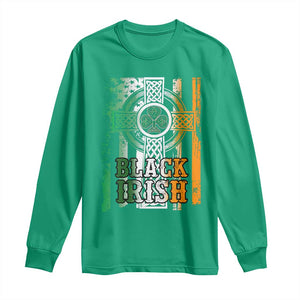 St Patrick's Day Black Irish Long Sleeve Shirt Vintage American Flag Celtic Cross TS11 Irish Green Print Your Wear