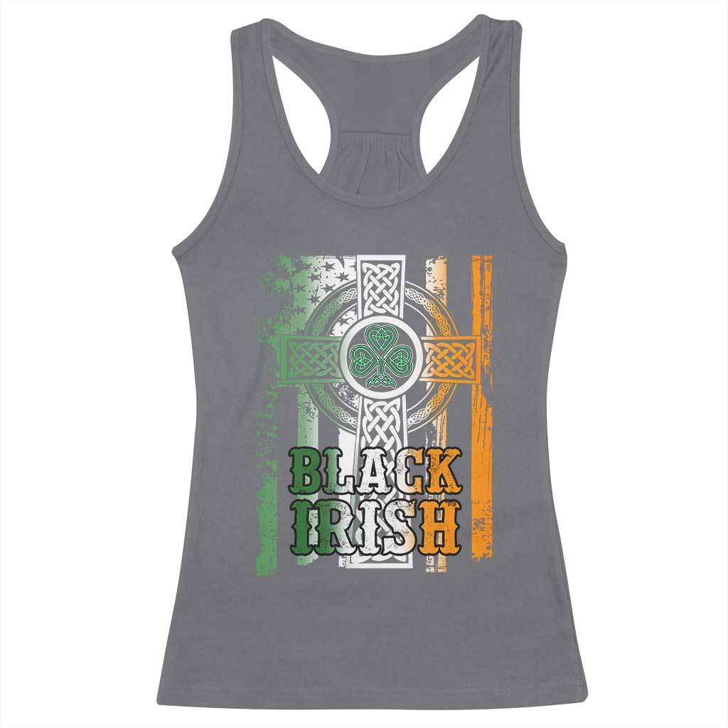 St Patrick's Day Black Irish Racerback Tank Top Vintage American Flag Celtic Cross TS11 Charcoal Print Your Wear