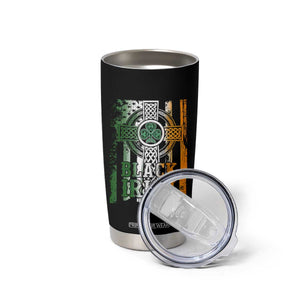 St Patrick's Day Black Irish Tumbler Cup Vintage American Flag Celtic Cross TS11 Print Your Wear