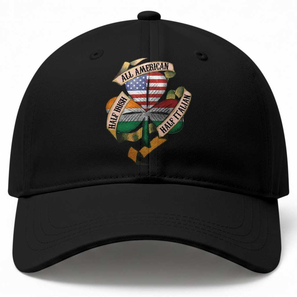 Half Irish Half Italian All American Baseball Cap Vintage Flag Shamrock Heritage TS11 Print Your Wear